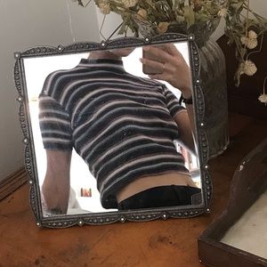 striped mockneck crop top